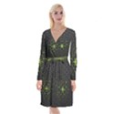 Green Android Honeycomb Gree Long Sleeve Velvet Front Wrap Dress View1