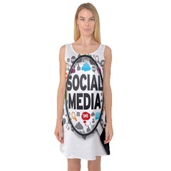 Social Media Computer Internet Typography Text Poster Sleeveless Satin Nightdress by BangZart