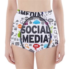 Social Media Computer Internet Typography Text Poster High-waisted Bikini Bottoms by BangZart