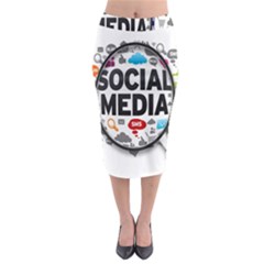 Social Media Computer Internet Typography Text Poster Midi Pencil Skirt by BangZart