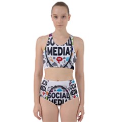 Social Media Computer Internet Typography Text Poster Bikini Swimsuit Spa Swimsuit 