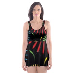 Fireworks With Star Vector Skater Dress Swimsuit by BangZart