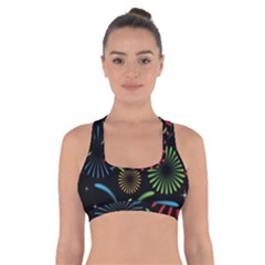 Fireworks With Star Vector Cross Back Sports Bra