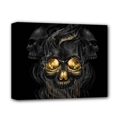 Art Fiction Black Skeletons Skull Smoke Deluxe Canvas 14  X 11  by BangZart