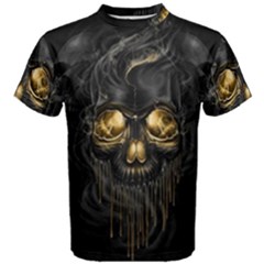 Art Fiction Black Skeletons Skull Smoke Men s Cotton Tee by BangZart