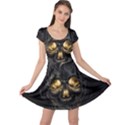 Art Fiction Black Skeletons Skull Smoke Cap Sleeve Dresses View1