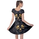 Art Fiction Black Skeletons Skull Smoke Cap Sleeve Dresses View2