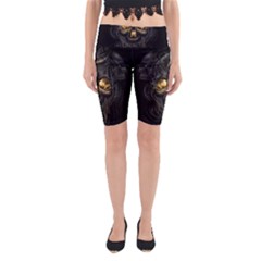 Art Fiction Black Skeletons Skull Smoke Yoga Cropped Leggings by BangZart