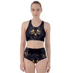 Art Fiction Black Skeletons Skull Smoke Bikini Swimsuit Spa Swimsuit 