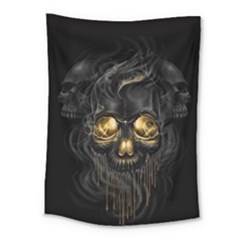 Art Fiction Black Skeletons Skull Smoke Medium Tapestry