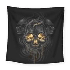 Art Fiction Black Skeletons Skull Smoke Square Tapestry (large) by BangZart