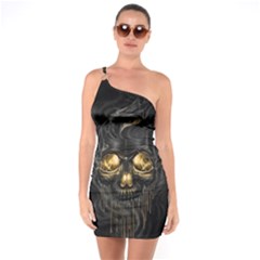 Art Fiction Black Skeletons Skull Smoke One Soulder Bodycon Dress by BangZart