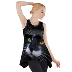 Face Black Cat Side Drop Tank Tunic by BangZart