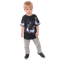 Face Black Cat Kids Raglan Tee