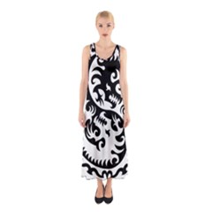 Ying Yang Tattoo Sleeveless Maxi Dress by BangZart