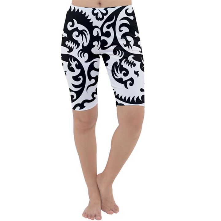 Ying Yang Tattoo Cropped Leggings 