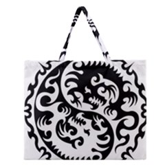 Ying Yang Tattoo Zipper Large Tote Bag by BangZart