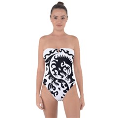 Ying Yang Tattoo Tie Back One Piece Swimsuit