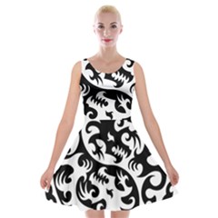 Ying Yang Tattoo Velvet Skater Dress by BangZart