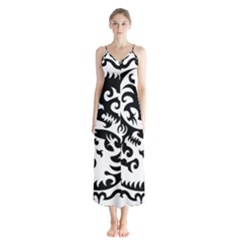 Ying Yang Tattoo Button Up Chiffon Maxi Dress