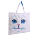 Cute White Cat Blue Eyes Face Zipper Large Tote Bag View2