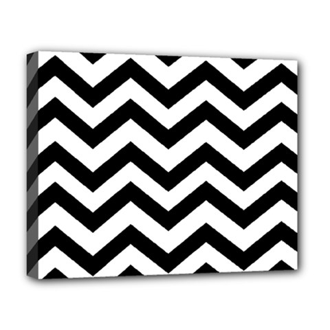 Black And White Chevron Deluxe Canvas 20  X 16   by BangZart