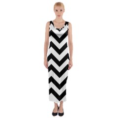 Black And White Chevron Fitted Maxi Dress by BangZart