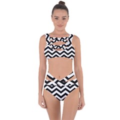 Black And White Chevron Bandaged Up Bikini Set 