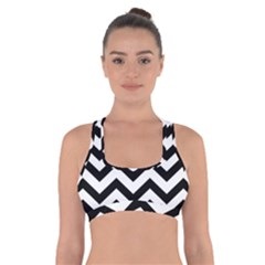 Black And White Chevron Cross Back Sports Bra