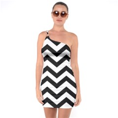 Black And White Chevron One Soulder Bodycon Dress