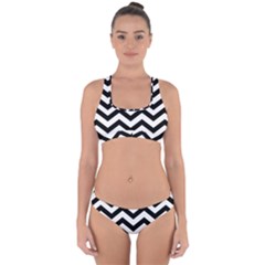 Black And White Chevron Cross Back Hipster Bikini Set