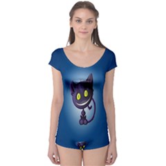 Funny Cute Cat Boyleg Leotard  by BangZart