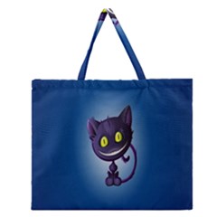 Funny Cute Cat Zipper Large Tote Bag by BangZart