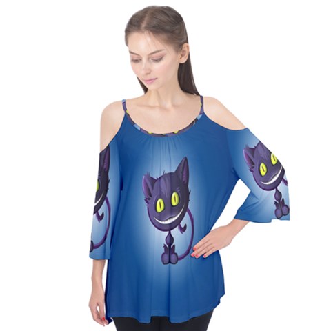 Funny Cute Cat Flutter Tees by BangZart