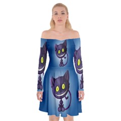 Funny Cute Cat Off Shoulder Skater Dress by BangZart