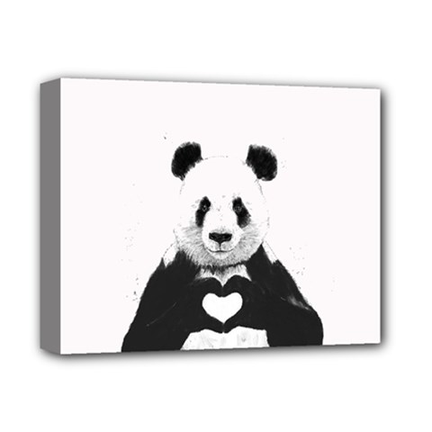 Panda Love Heart Deluxe Canvas 14  X 11  by BangZart