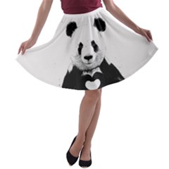 Panda Love Heart A-line Skater Skirt by BangZart