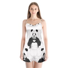 Panda Love Heart Satin Pajamas Set