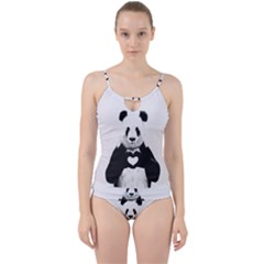 Panda Love Heart Cut Out Top Tankini Set