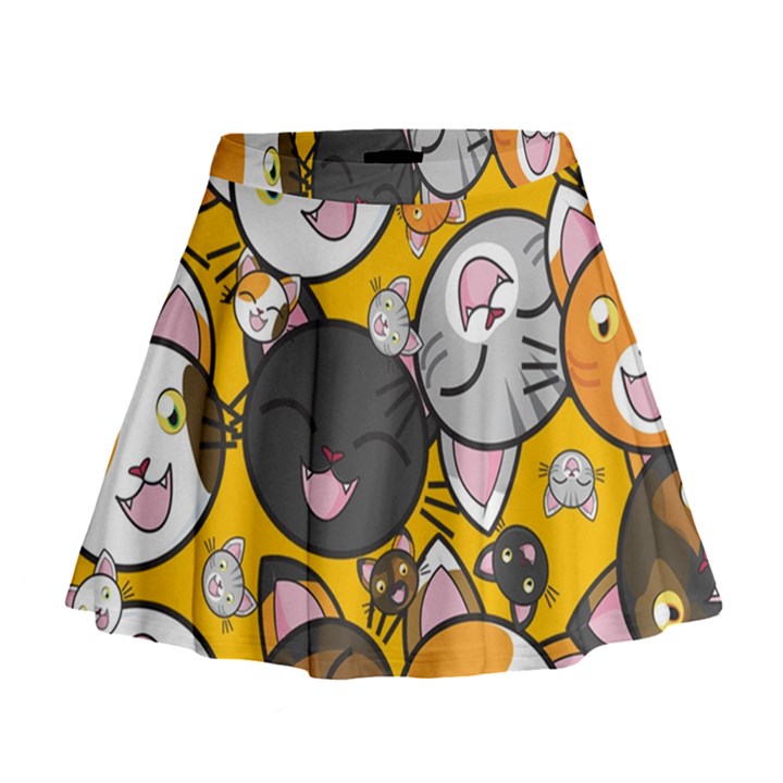 Cats Cute Kitty Kitties Kitten Mini Flare Skirt