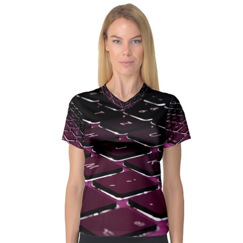 Computer Keyboard V-neck Sport Mesh Tee by BangZart