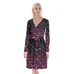 Computer Keyboard Long Sleeve Velvet Front Wrap Dress by BangZart