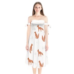 Fox Animal Wild Pattern Shoulder Tie Bardot Midi Dress by BangZart