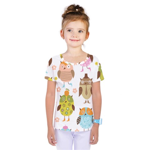 Cute Owls Pattern Kids  One Piece Tee by BangZart