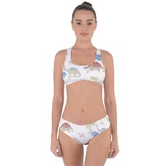 Dinosaur Art Pattern Criss Cross Bikini Set by BangZart