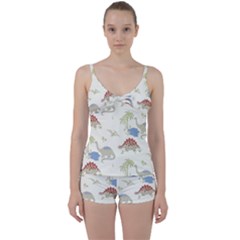 Dinosaur Art Pattern Tie Front Two Piece Tankini