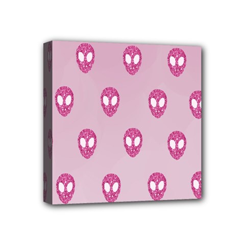 Alien Pattern Pink Mini Canvas 4  X 4  by BangZart