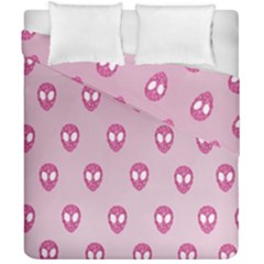 Alien Pattern Pink Duvet Cover Double Side (california King Size) by BangZart