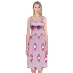 Alien Pattern Pink Midi Sleeveless Dress by BangZart