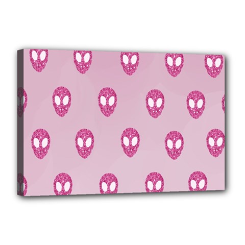 Alien Pattern Pink Canvas 18  X 12  by BangZart